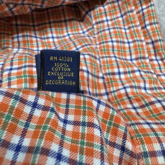 Ralph Lauren Shirt Mens Large Orange Green Plaid Button Down Pony Classic Casual - Picture 9 of 10